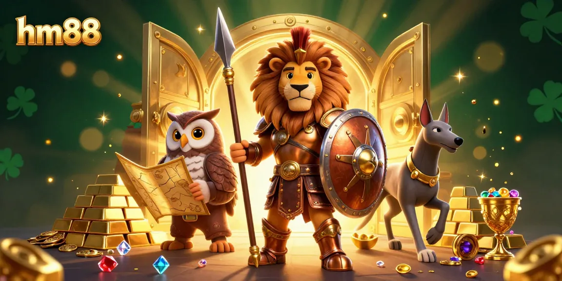 Experience exciting gameplay at hm88 while enjoying a rich 3D casino scene filled with treasures and action.