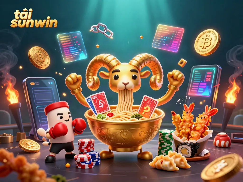 Experience the thrill as you tải sunwin with vibrant casino characters surrounded by shimmering crypto elements.