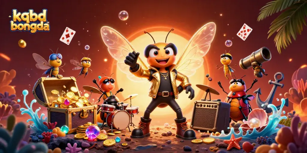 Enjoy the vibrant energy of kqbd bongda featuring a rock star cicada and dynamic gambling elements.