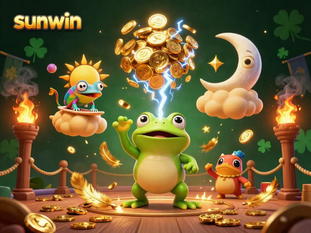 Experience winning big with sunwin in this vibrant and energetic casino-themed illustration.