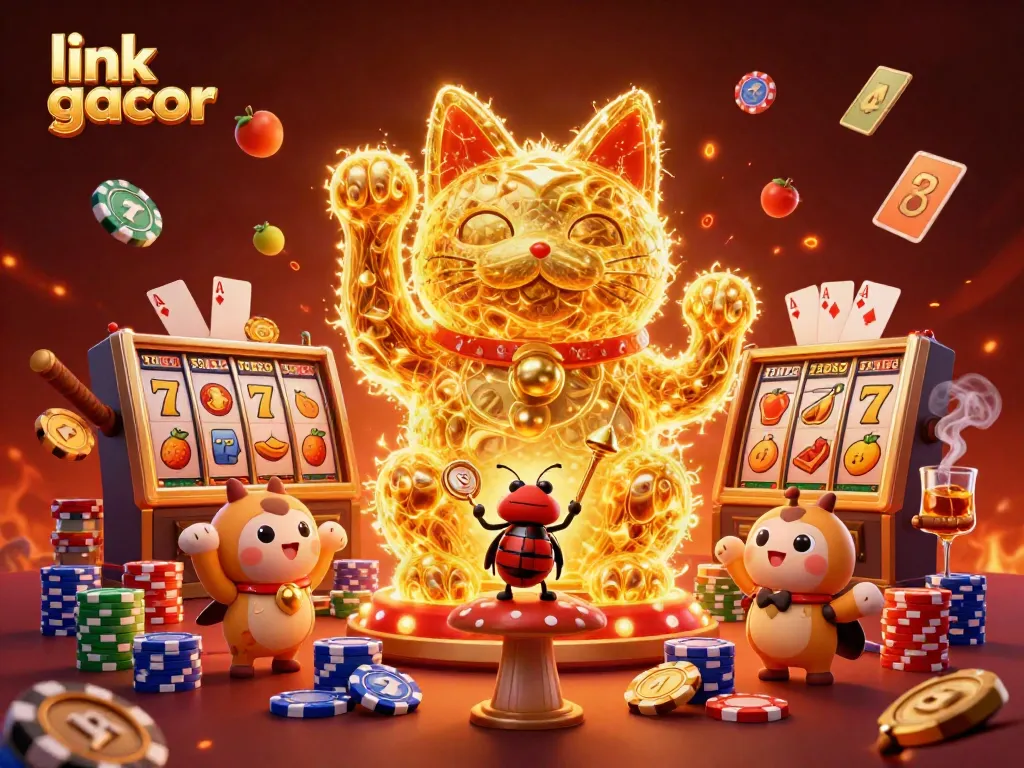 Experience the thrill of winning with link gacor at a vibrant casino-themed illustration.