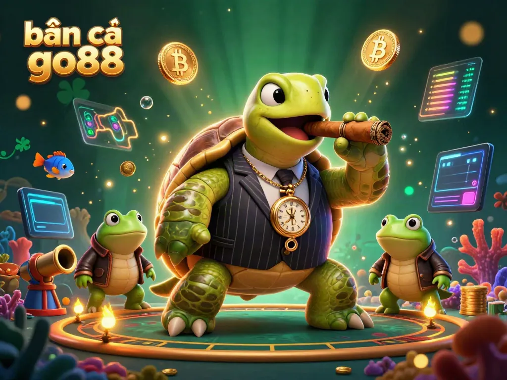 Bắn cá go88 - Enjoy colorful underwater adventures in this dynamic casino scene featuring a snapping turtle and bullfrog enforcers.