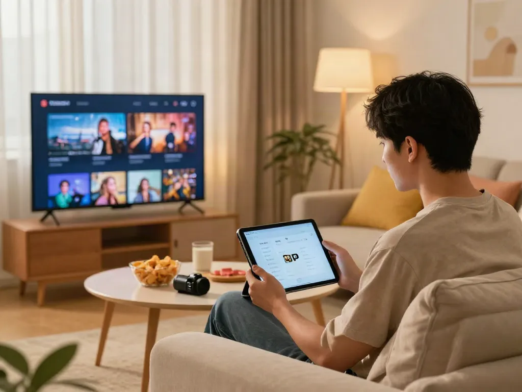 Enjoying movies on Pikashow APK in a cozy living room setting.